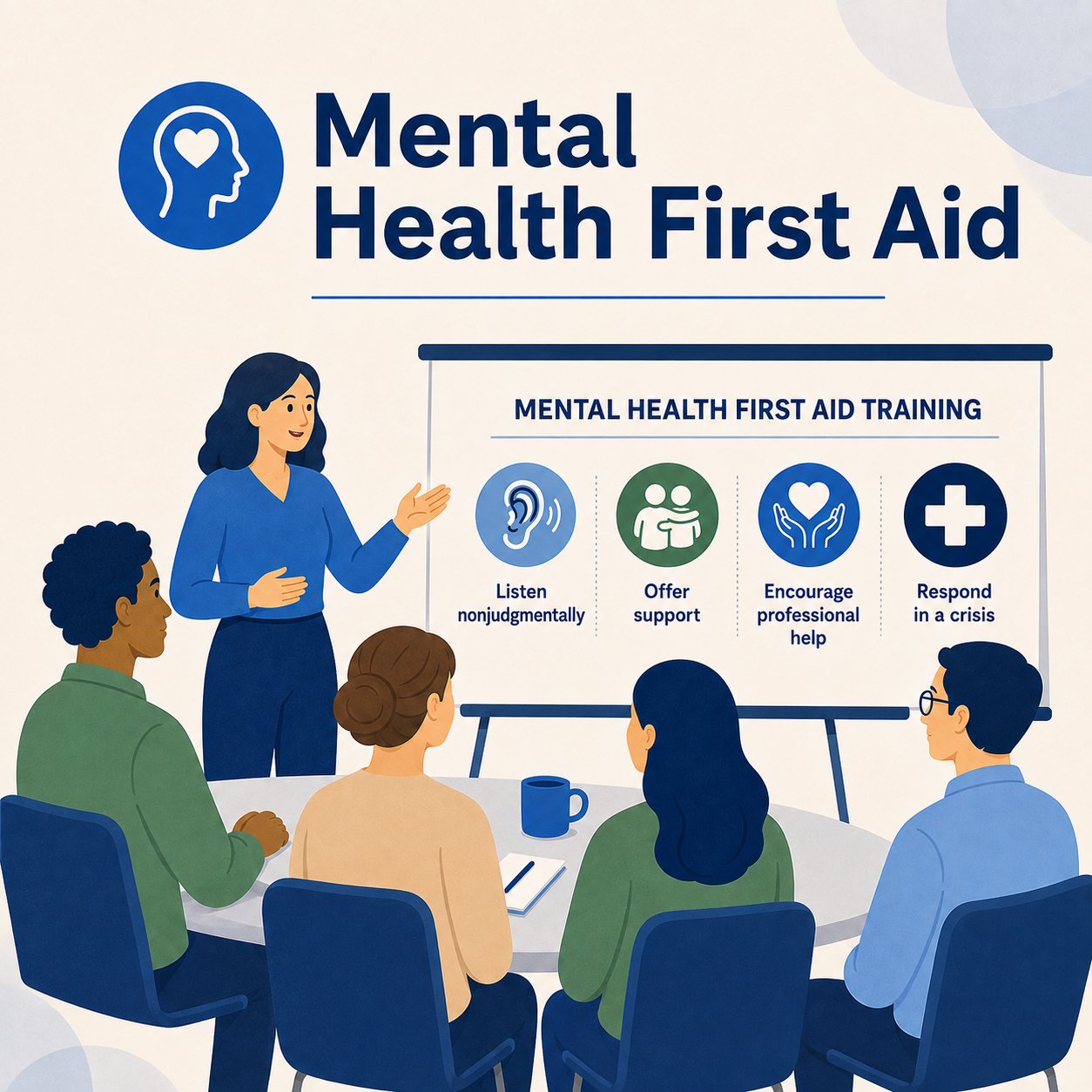 Illustration of a Mental Health First Aid training